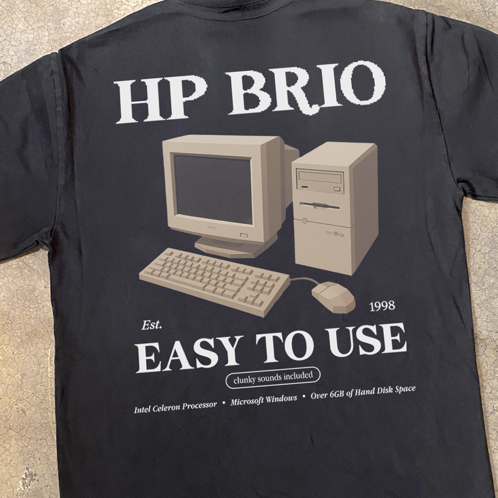 90s 'HP BRIO' RETRO COMPUTER HEAVY FADED TEE Hoodie, Sweatshirt | CiraTrend.com (Image 4)