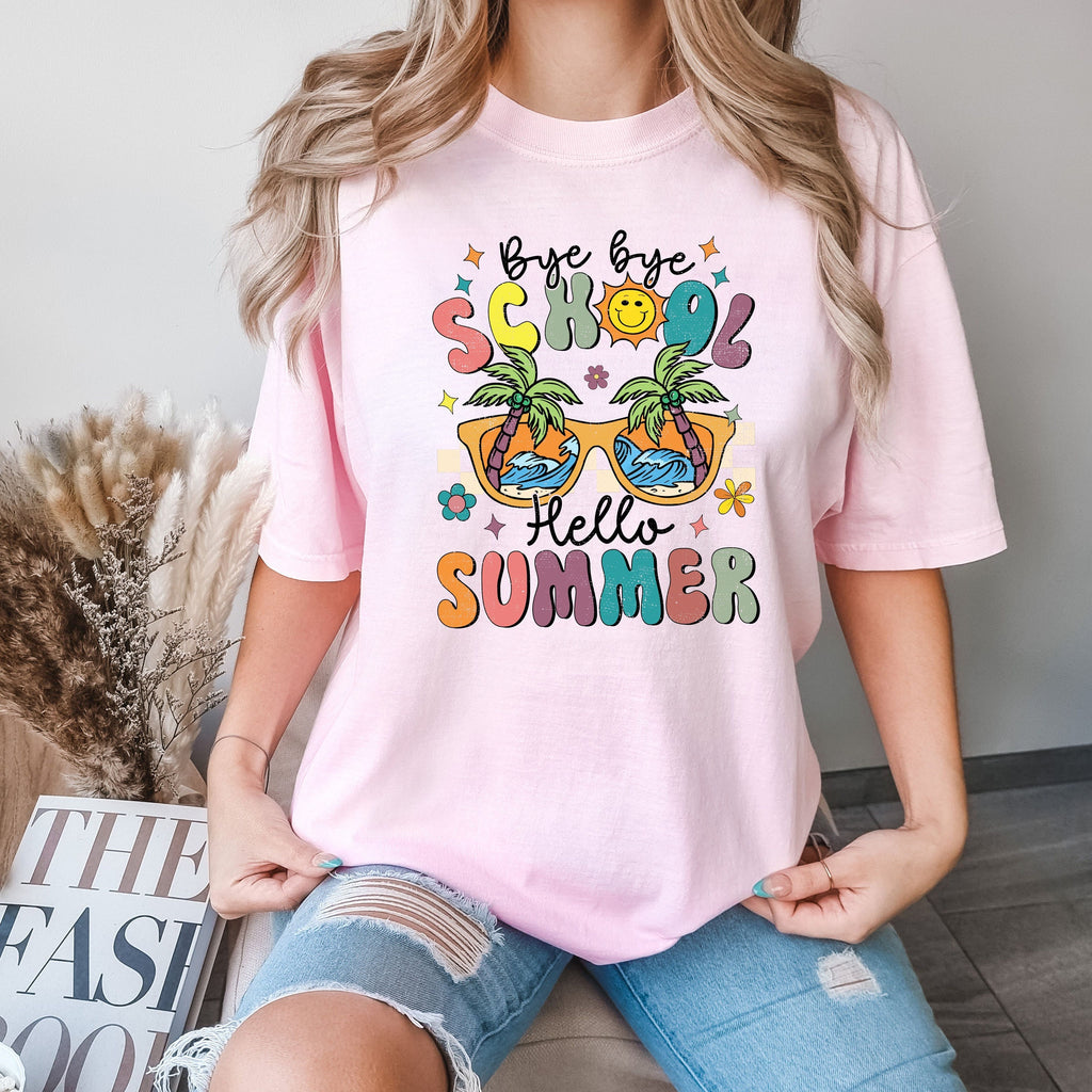 Comfort Colors Bye Bye School Hello Summer End School Teacher Teacher Last Day School Tee (2)