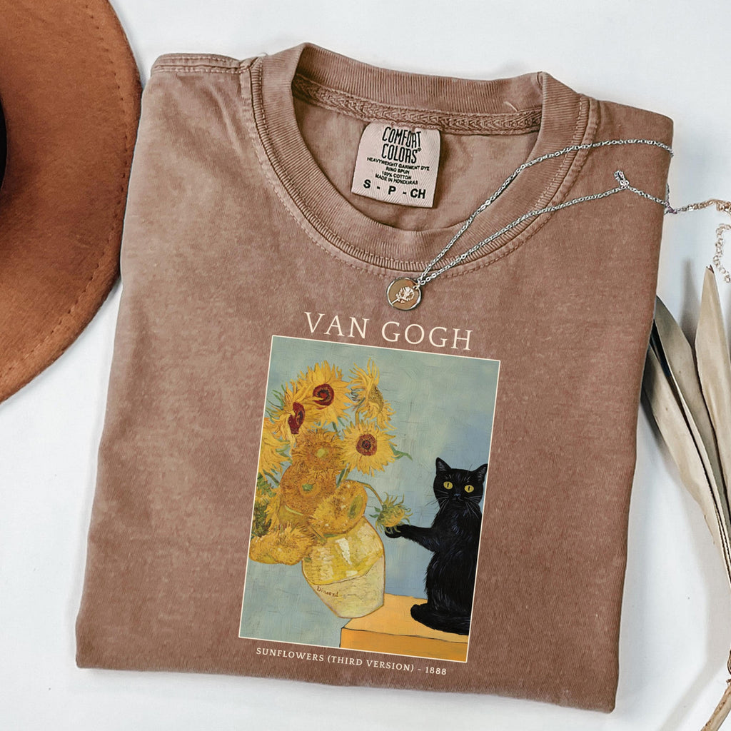 Comfort Colors Ca Ca Van Gogh Cat Meme Black Cat Ar Artist Tee Kitty Lover Tee (2)