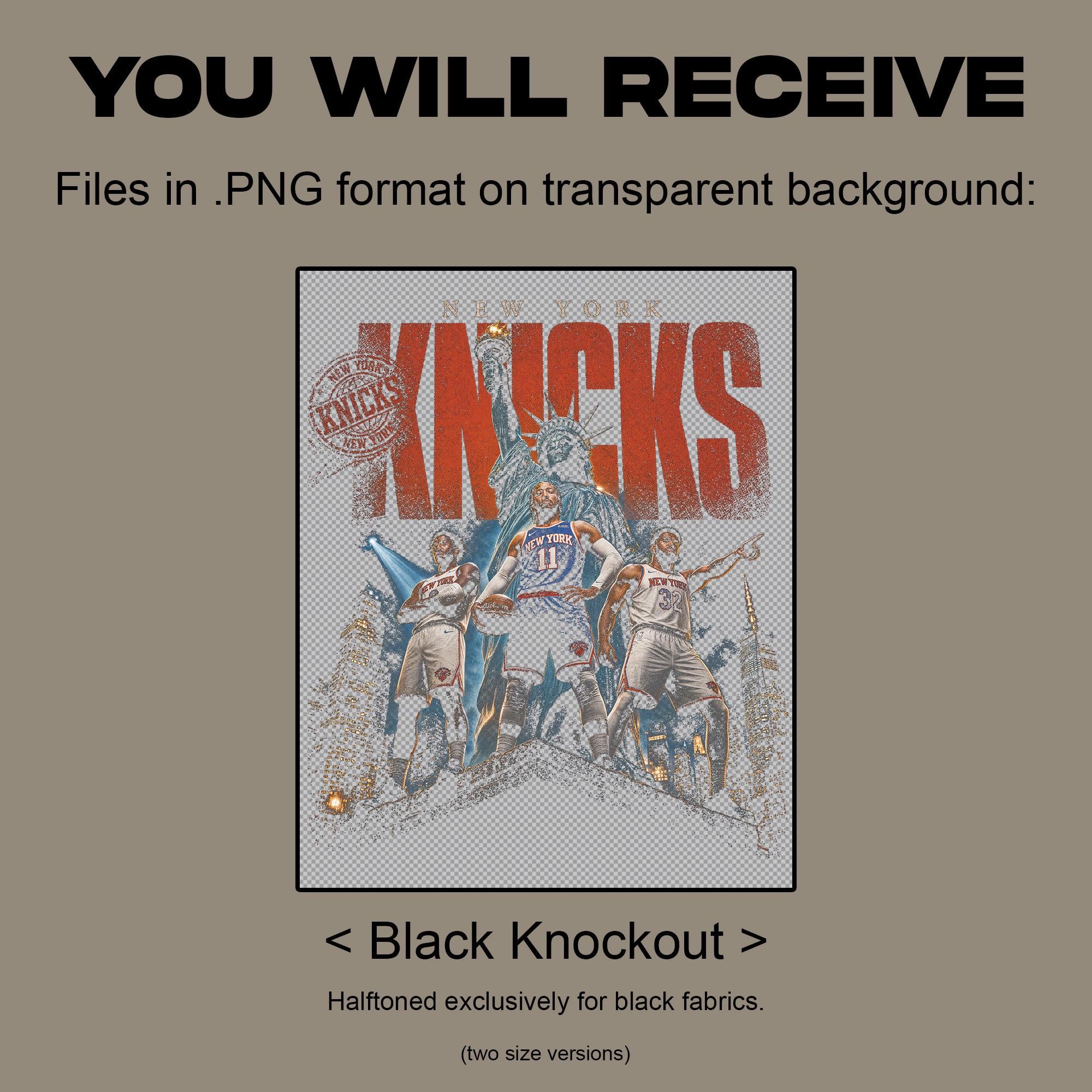 Knicks Png York Home Turf Digital Download Black Knockout Halftone Vintage Dtf Dtg 300dpi (2)