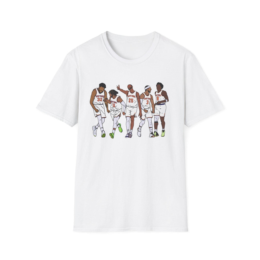 Knicks Starting Five Team York Art Squad Goals White Tee Softstyle Black Champs East (2)