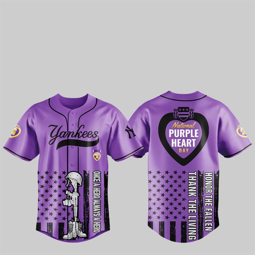 2025 NY Yankees National Purple Heart Day Jersey - Grishko.com