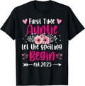 [100% Cotton] First Time Auntie Let The Spoiling Begin 2025 Baby Shower T-Shirt Hoodie, Sweatshirt | CiraTrend.com