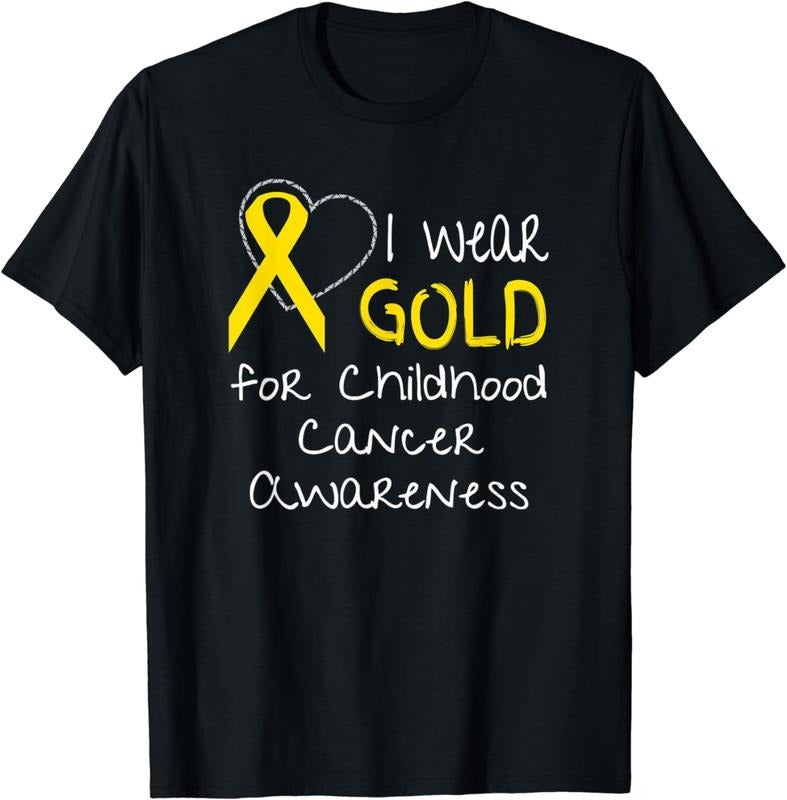 [100% Cotton] I Wear Gold For Childhood Cancer Awareness Ribbon T-Shirt Hoodie, Sweatshirt | CiraTrend.com