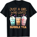 [100% Cotton] Just A Girl Who Loves Bubble Tea Cute Kawaii Boba Tea Girls T-Shirt Hoodie, Sweatshirt | CiraTrend.com