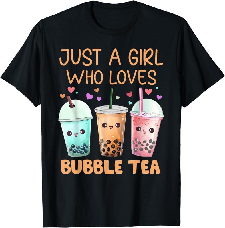 [100% Cotton] Just A Girl Who Loves Bubble Tea Cute Kawaii Boba Tea Girls T-Shirt Hoodie, Sweatshirt | CiraTrend.com