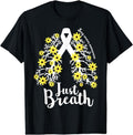 [100% Cotton] Just-Breathe Lung Cancer Awareness Support Ribbon Costume T-Shirt Hoodie, Sweatshirt | CiraTrend.com