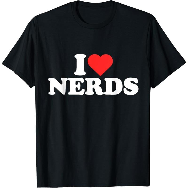 [100% Cotton] Nerds - I Heart Nerds - I Love Nerds T-Shirt Shortsleeve Casual Tropical Crewneck Tshirt Top Hoodie, Sweatshirt