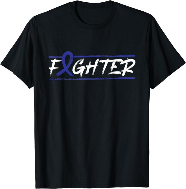 [100% Cotton] Rectal Cancer Fighter T Shirt - Blue Ribbon Awareness T-Shirt Hoodie, Sweatshirt | CiraTrend.com