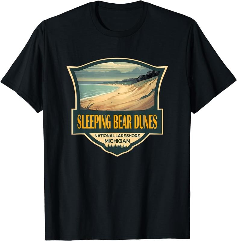 [100% Cotton] Sleeping Bear Dunes National Lakeshore Travel Retro Badge T-Shirt Hoodie, Sweatshirt | CiraTrend.com
