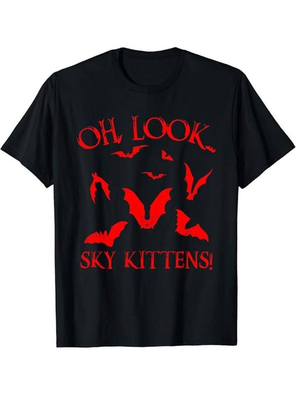 [100% Cotton] Stylish Bat Print Cotton Tee - Men's Casual Short Sleeve Crew Neck T-Shirt for Outdoor Activities Hoodie,...