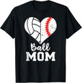 100% Cotton Ball Mom Heart Funny Baseball Volleyball Mom T-Shirt Hoodie, Sweatshirt | CiraTrend.com