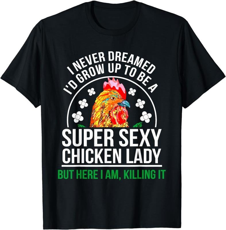 [100% Cotton]Funny Crazy Chicken Farmer Lady Women T-Shirt Hoodie, Sweatshirt | CiraTrend.com