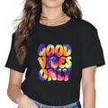 [100% Cotton]Good Vibes Fashion Short Sleeve Casual Round Neck Positive Vibes Only T-Shirt Hoodie, Sweatshirt | CiraTrend.com