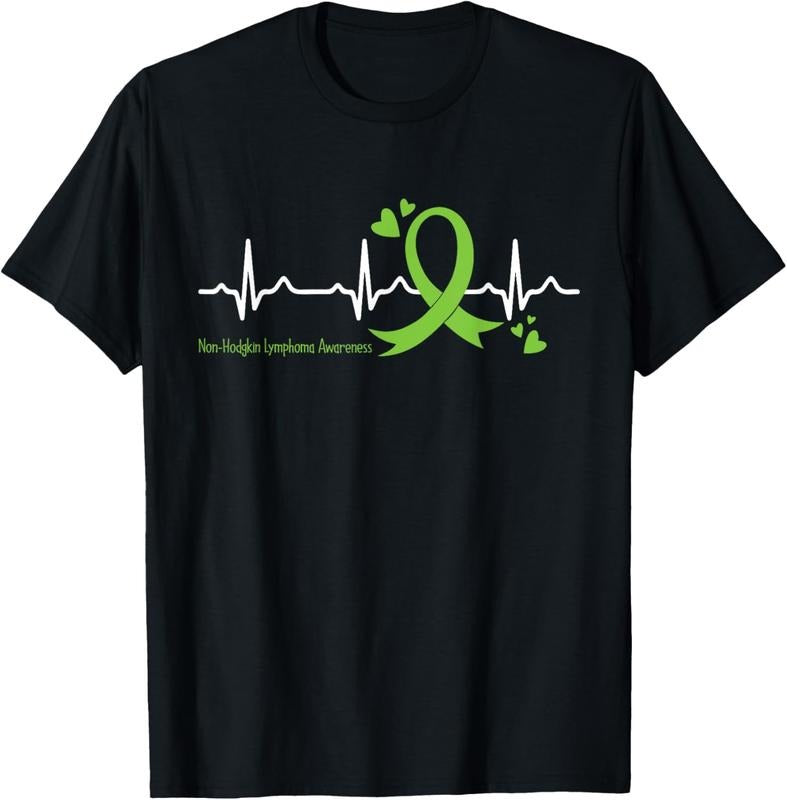 100% Cotton Heartbeat Lime Green Ribbon Non-Hodgkin Lymphoma Awareness T-Shirt Hoodie, Sweatshirt | CiraTrend.com