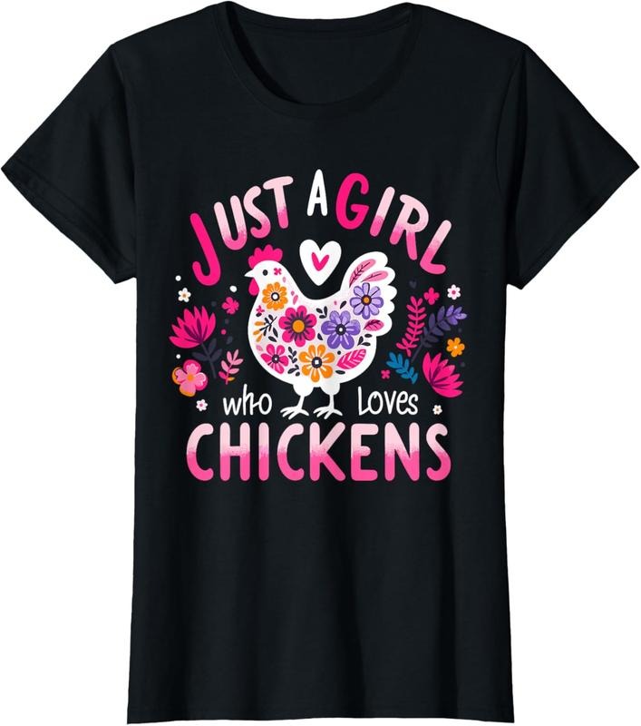 100% Cotton Just A Girl Who Loves Chickens Funny Chicken T-Shirt Hoodie, Sweatshirt | CiraTrend.com