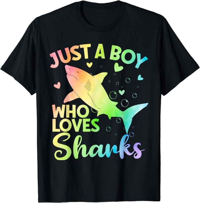 [100% Cotton]Just a Boy Who Loves Sharks Cute Shark Lover Boys T-Shirt Hoodie, Sweatshirt | CiraTrend.com