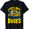 100% Cotton Just a Boy who loves Buses School Bus T-Shirt Hoodie, Sweatshirt | CiraTrend.com