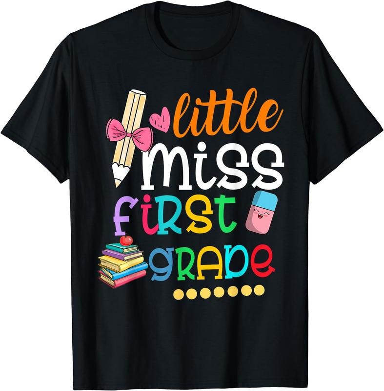 [100% Cotton]Kids Little Miss First Grade Shirt Back To School 1st Grader T-Shirt Hoodie, Sweatshirt | CiraTrend.com