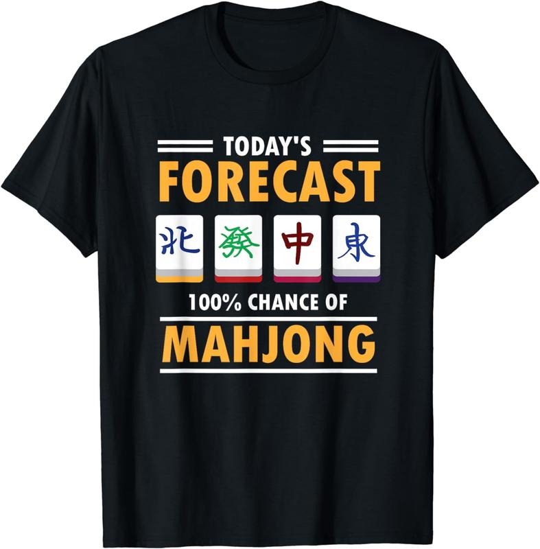 [100% Cotton]Mah Jong Forecast 100% Chance Of Mahjong T-Shirt Hoodie, Sweatshirt | CiraTrend.com