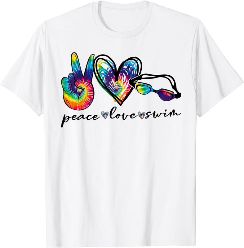 [100% Cotton]Peace Love Swim Goggles Tie Dye Swimmer Swimming Womens T-Shirt Hoodie, Sweatshirt | CiraTrend.com