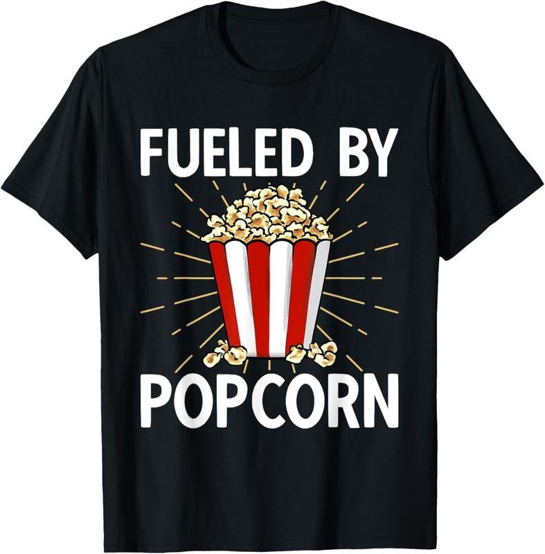 100% Cotton Popcorn Lover Movie Night Snack Fueled By Popcorn T-Shirt Hoodie, Sweatshirt | CiraTrend.com