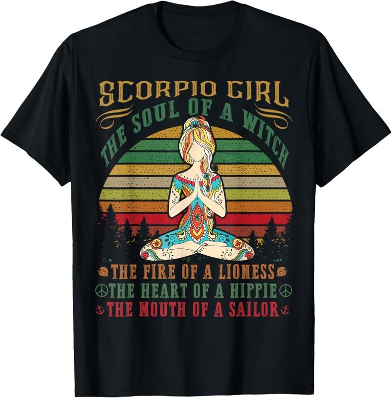 100% Cotton Scorpio Girl Tshirt for Yoga Black Women Birthday Gifts T-Shirt Hoodie, Sweatshirt | CiraTrend.com