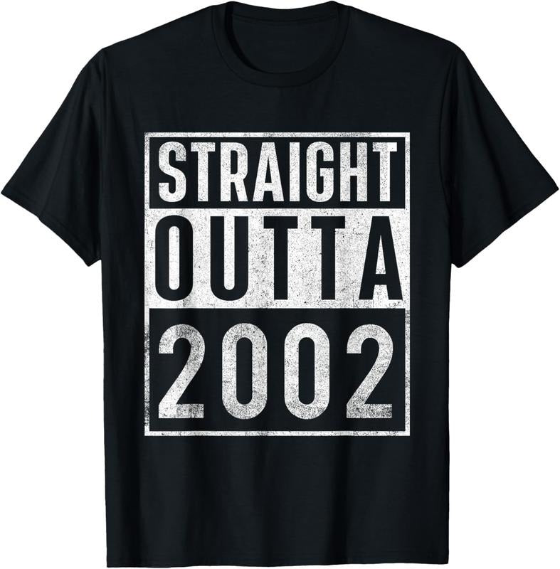 100% Cotton Straight Outta 2002 Year Of Birth Birthday T-Shirt Hoodie, Sweatshirt | CiraTrend.com