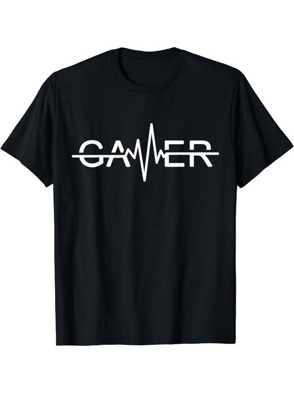 [100% Cotton]Stylish Gamer Crew Neck T-Shirt - Men's Fashionable Summer Short Sleeve Sports Tee