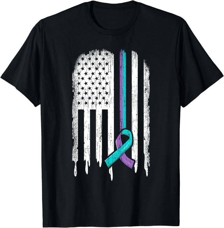 [100% Cotton]Suicide Prevention Shirt USA Flag Ribbon Suicide Survivor T-Shirt Hoodie, Sweatshirt | CiraTrend.com