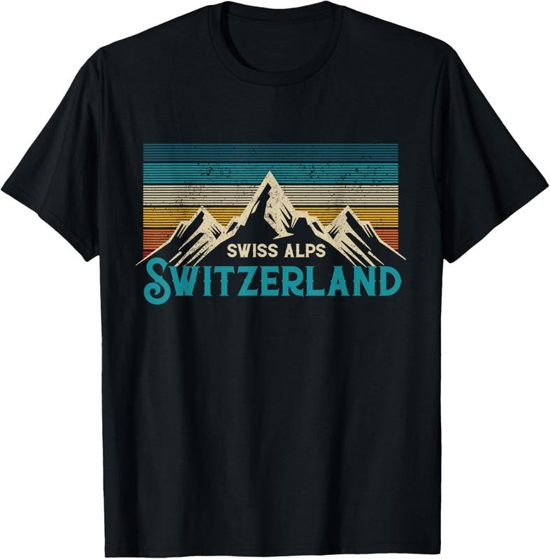 100% Cotton Switzerland Alps Vintage Mountains Swiss Souvenir Gift T-Shirt Hoodie, Sweatshirt | CiraTrend.com