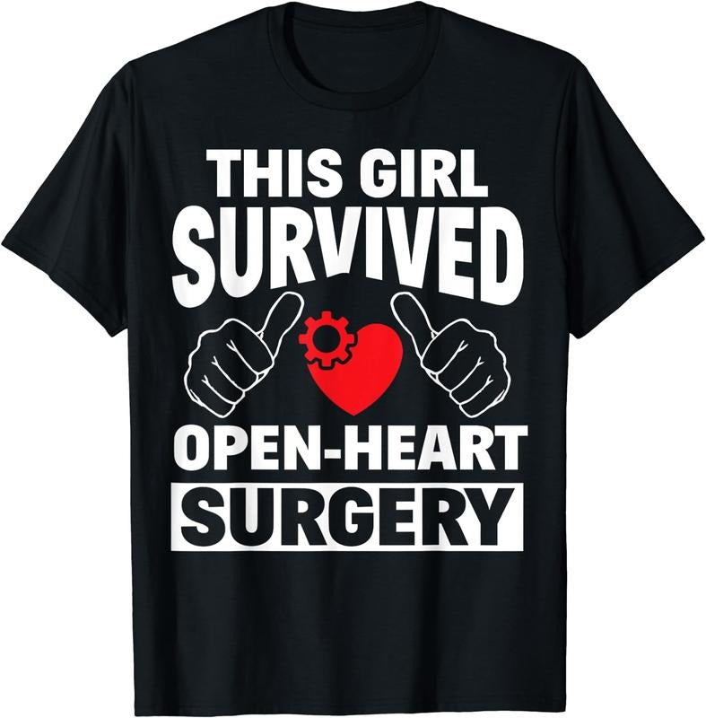 [100% Cotton]This Girl Survived Open Heart Surgery Get Well Women Gift T-Shirt Hoodie, Sweatshirt | CiraTrend.com