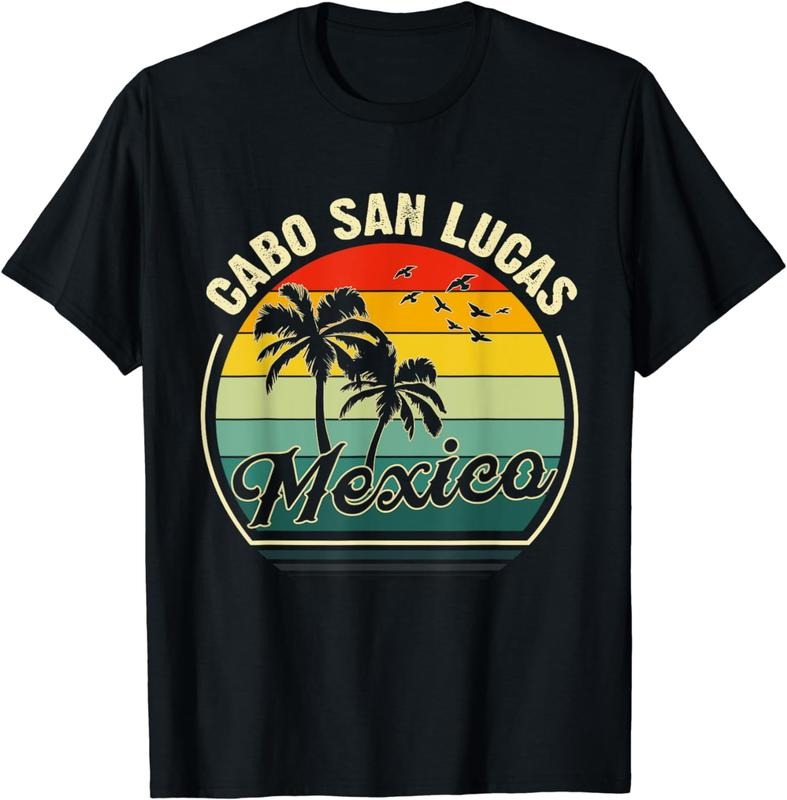 [100% Cotton]Vintage Cabo San Lucas Meico Summer Vacation Sunset Palm T-Shirt Hoodie, Sweatshirt | CiraTrend.com