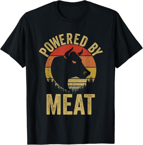 100% Cotton Vintage Powered By Meat Carnivore Meat Eater T-Shirt Hoodie, Sweatshirt | CiraTrend.com