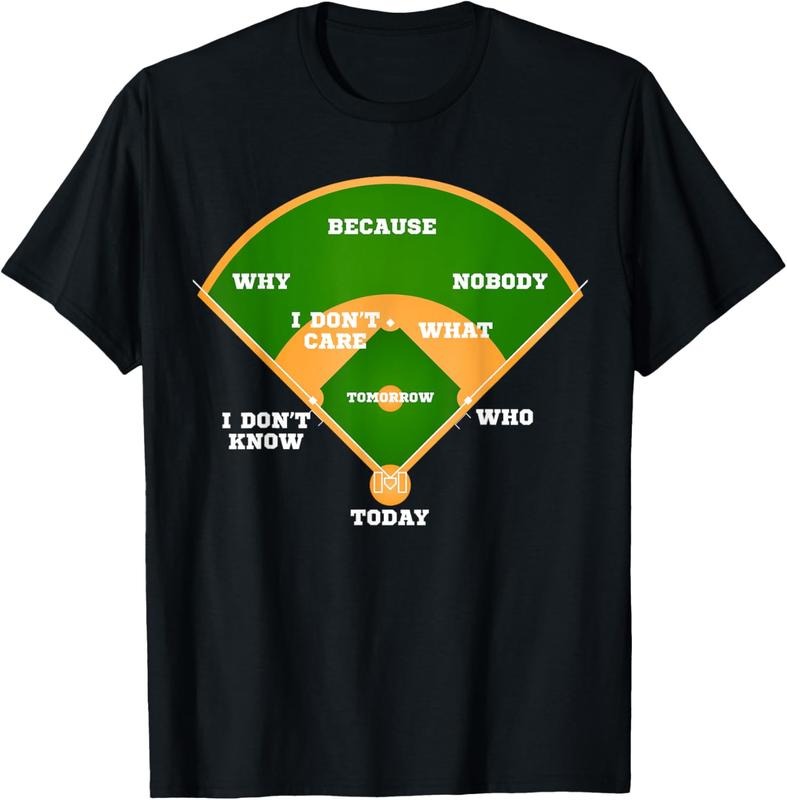 100% Cotton Who's on First? Baseball Diamond Fielding Card T-Shirt Hoodie, Sweatshirt | CiraTrend.com