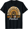 [100% Cotton]Wild About Preschool Teacher Back To School Leopard Rainbow T-Shirt Hoodie, Sweatshirt | CiraTrend.com