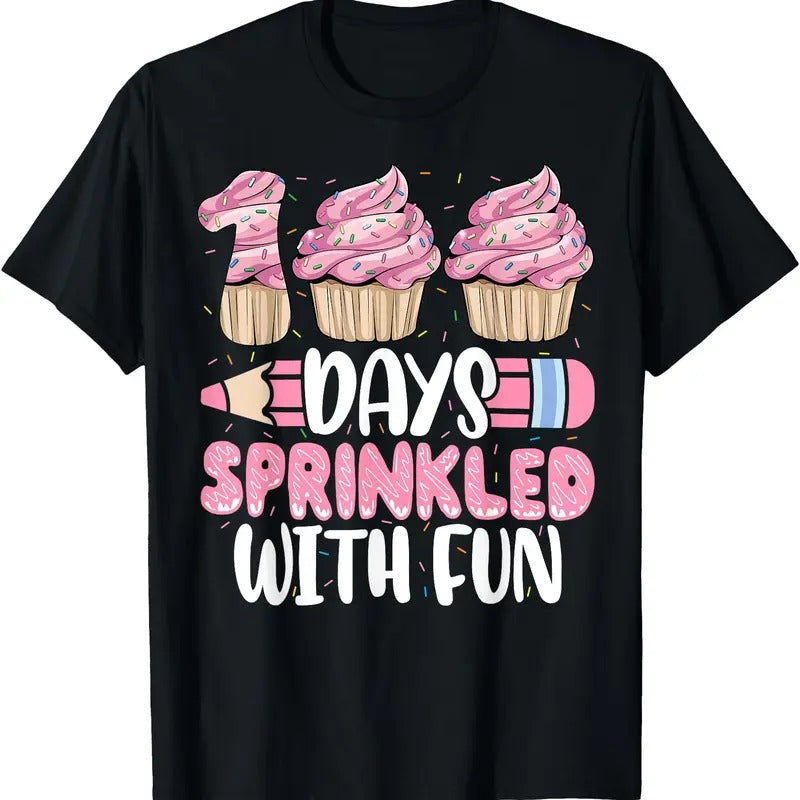 100 Days Sprinkled With Fun Cupcake 100th Day Of School Girl T-Shirt Hoodie, Sweatshirt | CiraTrend.com