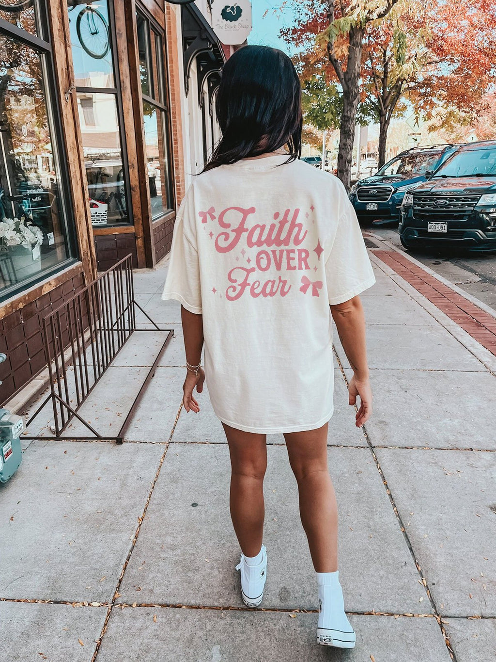 Faith Over Fear Double Side Design Washed Christian T-shirt Hoodie, Sweatshirt | CiraTrend.com (Image 1)