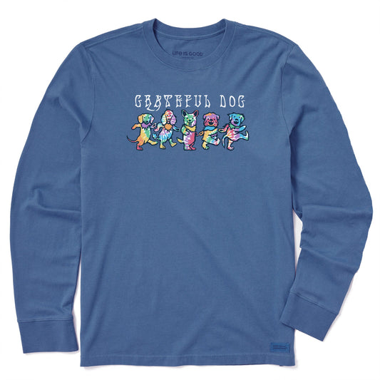 Men's Tie Dye Grateful Dog Long Sleeve Crusher Tee