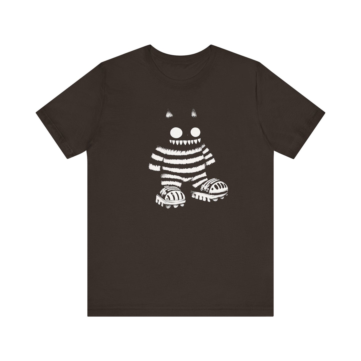 Striped Cat Monster Graphic Tee Ã¢â‚¬â€œ Playful and Edgy Creature Design Shirt
