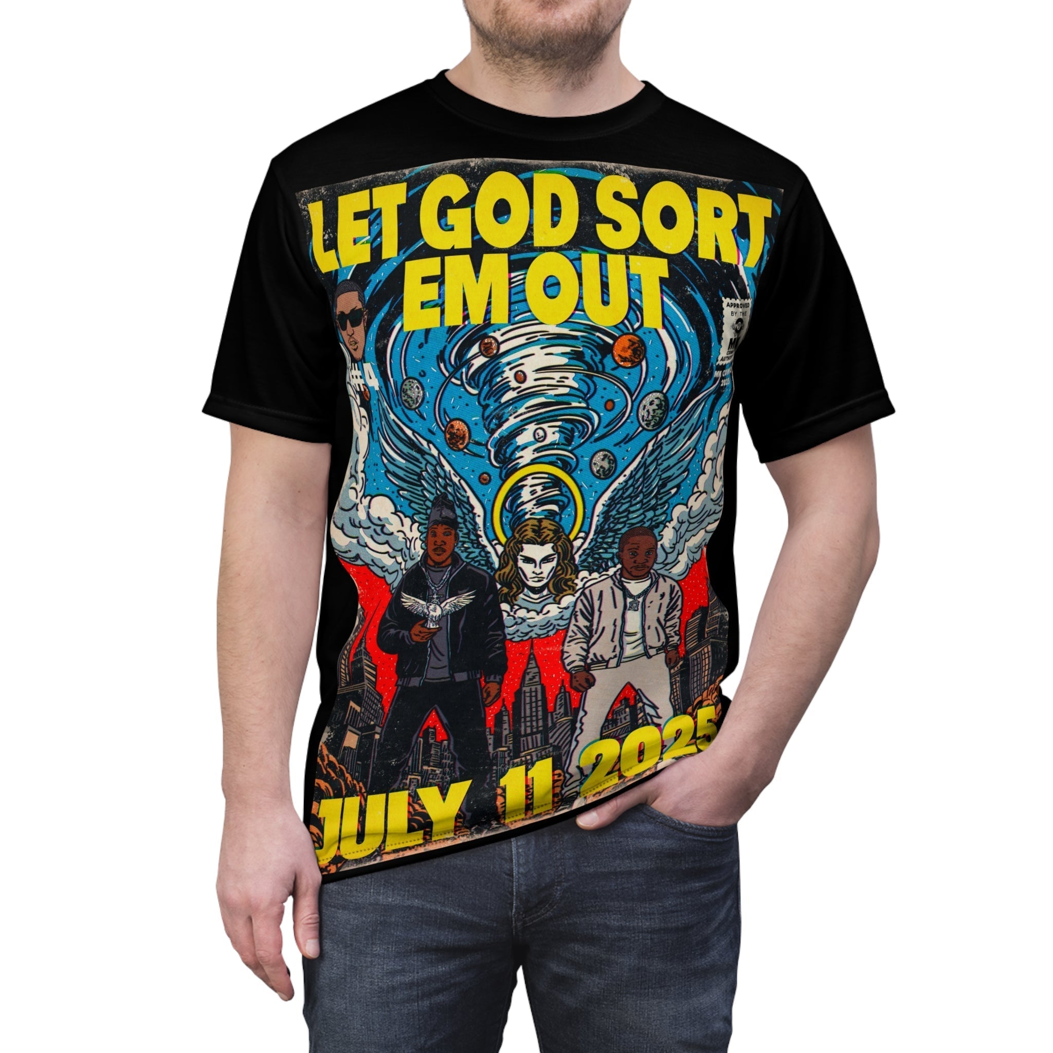 Let God Sort Em Out - Unisex Cut & Sew Tee (AOP) Hoodie, Sweatshirt | CiraTrend.com (Image 3)