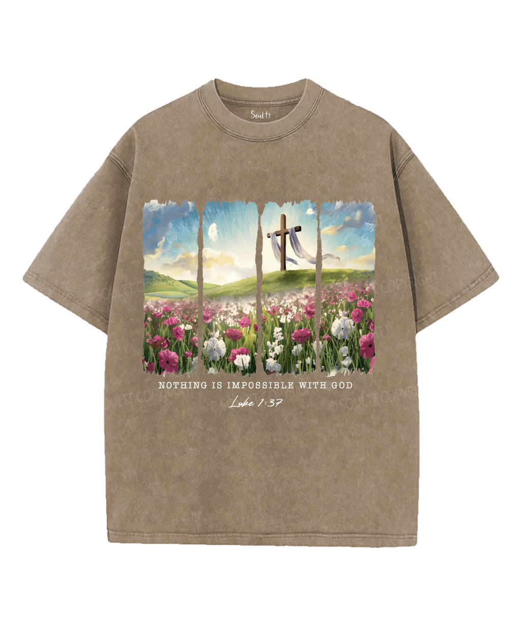 Nothing Is Impossible With God Unisex Washed Christian T-shirt Hoodie, Sweatshirt | CiraTrend.com (Image 5)