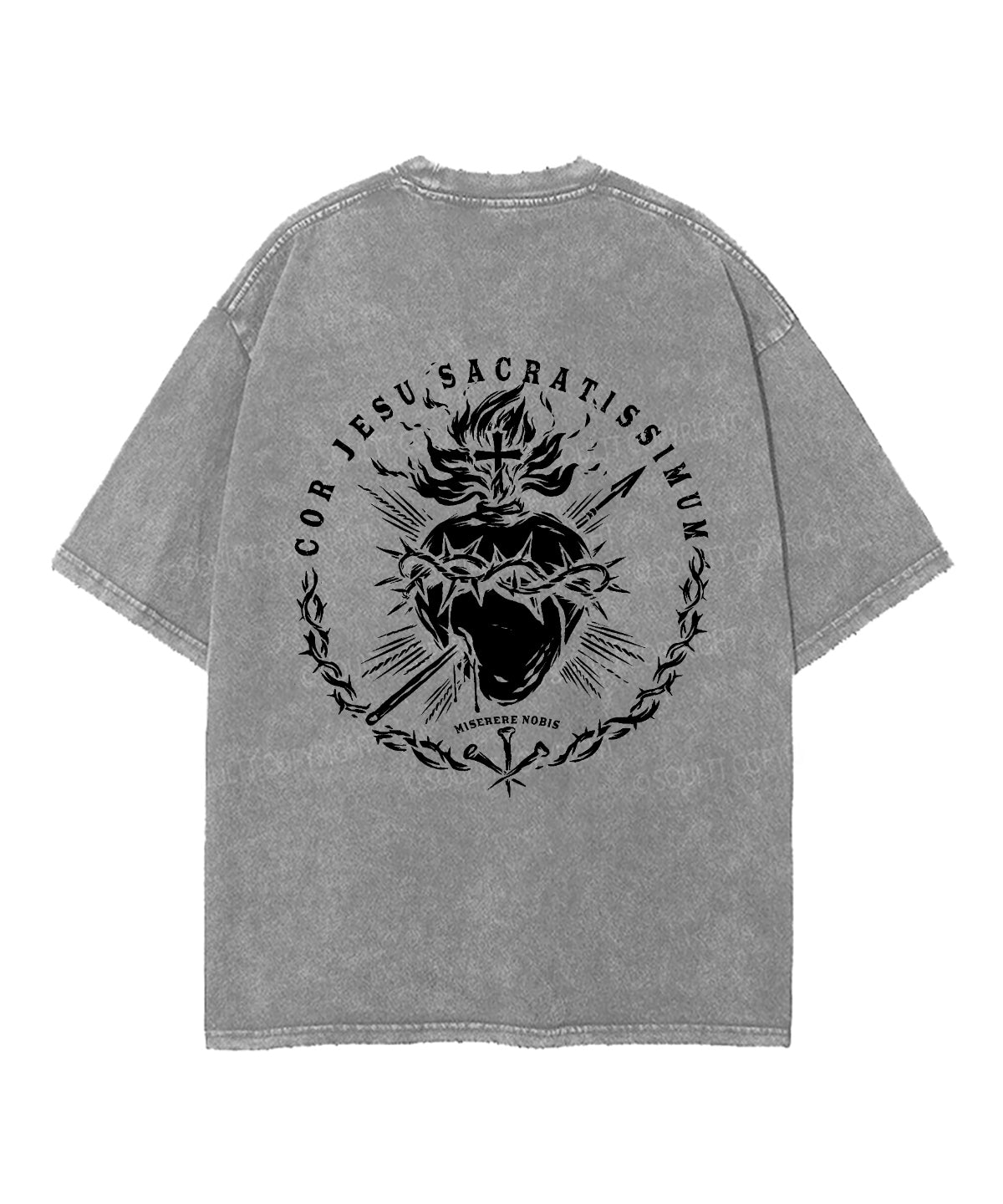 Cor Jesu Sacratissimum Double Sided Unisex Washed Christian T-shirt Hoodie, Sweatshirt | CiraTrend.com (Image 5)