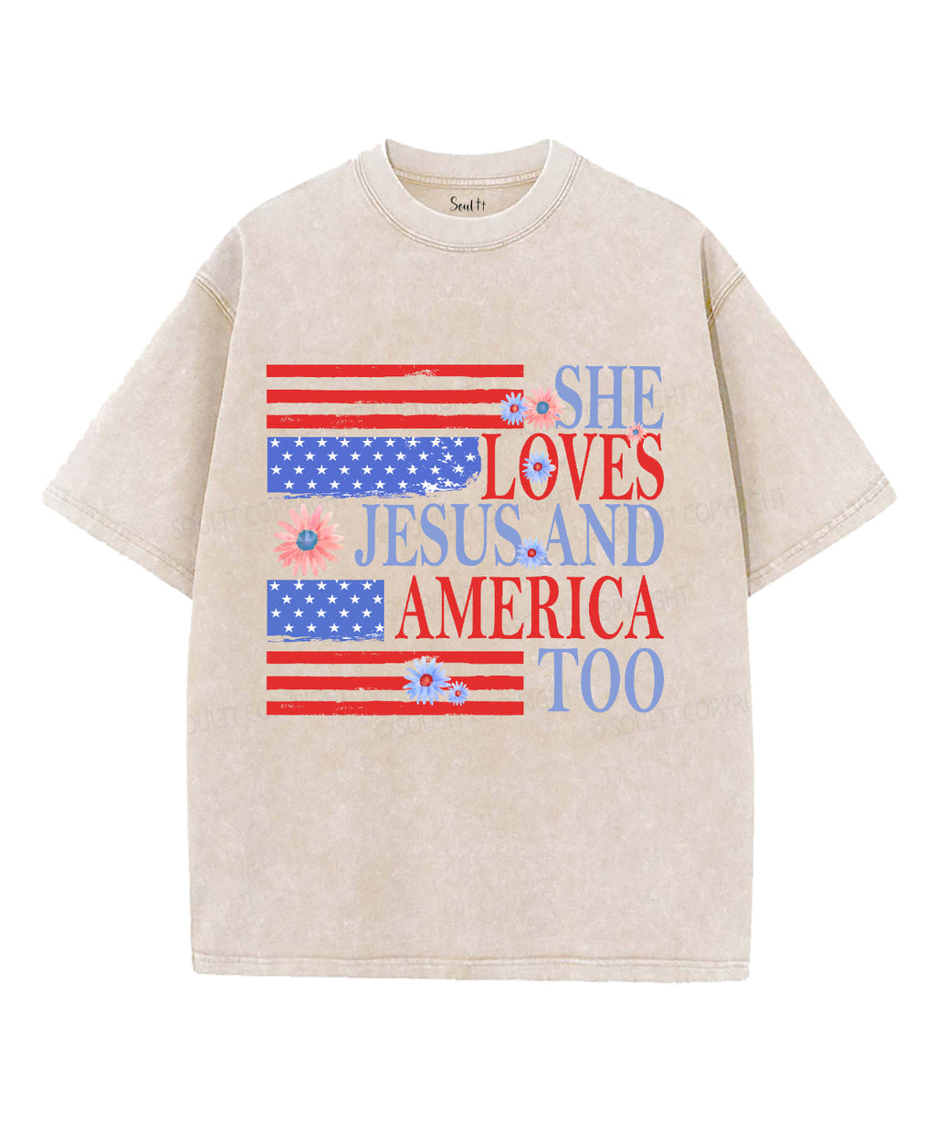 She Loves Jesus And America Unisex Washed Christian T-shirt Style004 Hoodie, Sweatshirt | CiraTrend.com (Image 4)