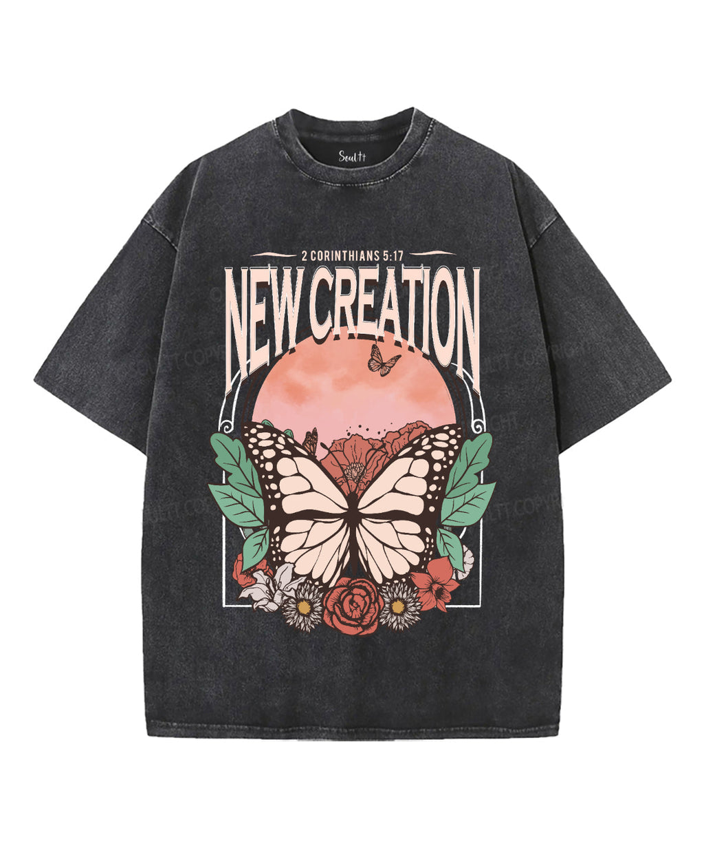 New Creation Unisex Washed Christian T-shirt Hoodie, Sweatshirt | CiraTrend.com (Image 1)