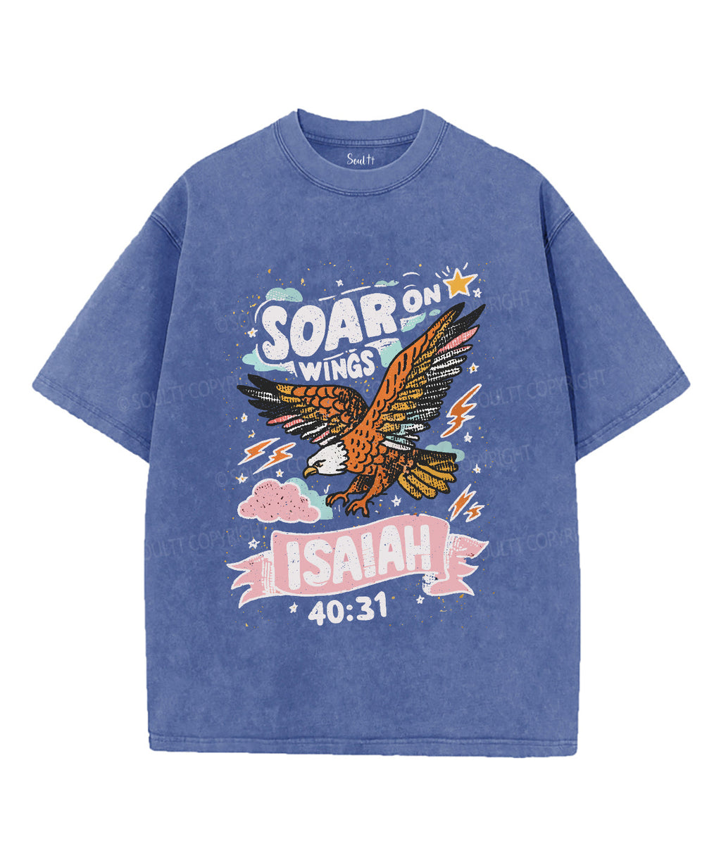 Soar on Wings Unisex Washed Christian T-shirt Hoodie, Sweatshirt | CiraTrend.com (Image 5)