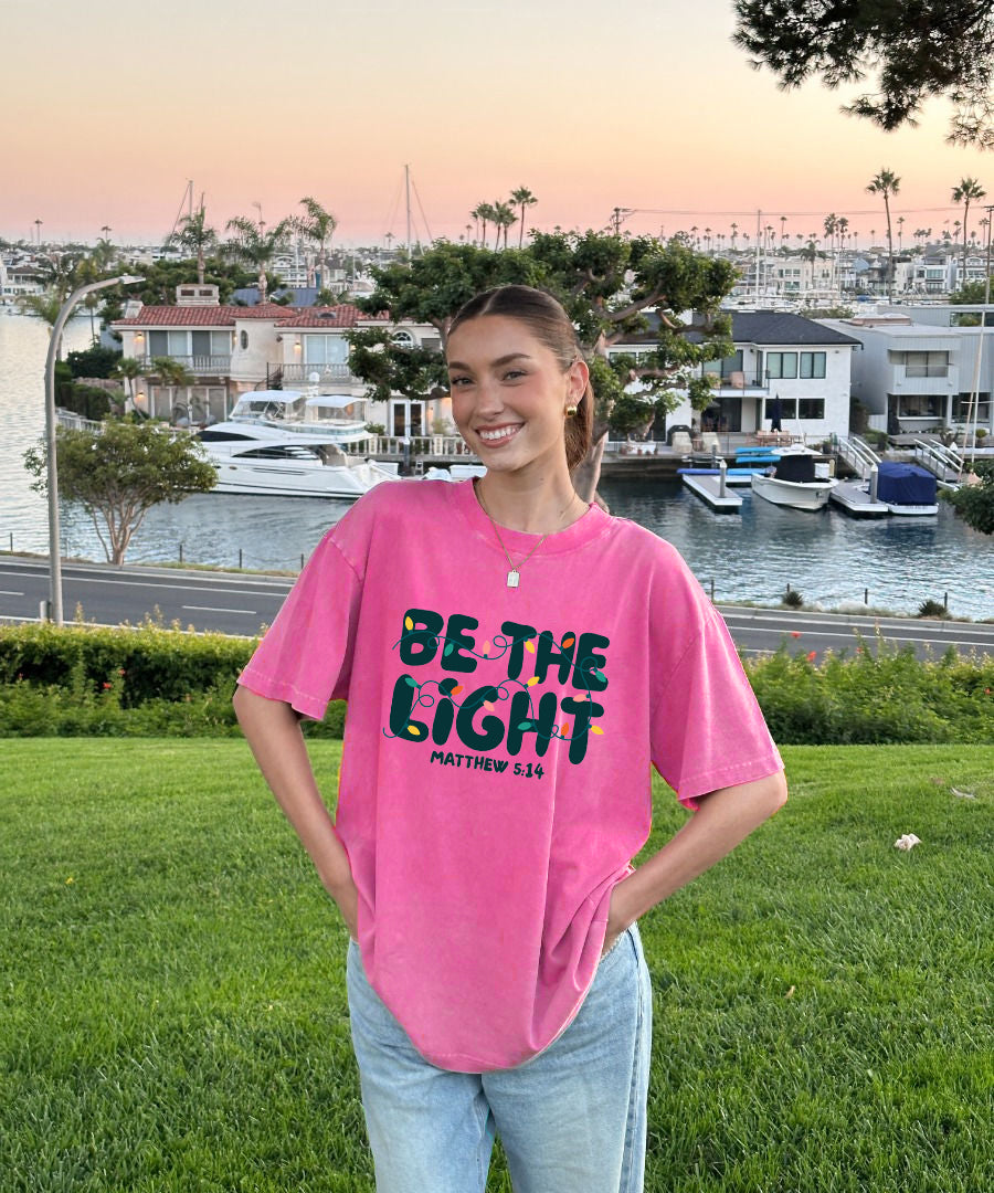 Be The Light Washed Christian T-shirt Style007 Hoodie, Sweatshirt | CiraTrend.com (Image 1)