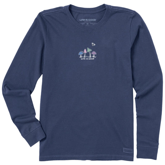 Women's Mushroom Retro Scene Long Sleeve Crusher Tee