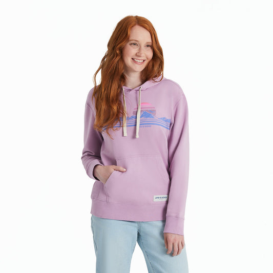 Women's Retro Mountainscape Simply True Fleece Hoodie
