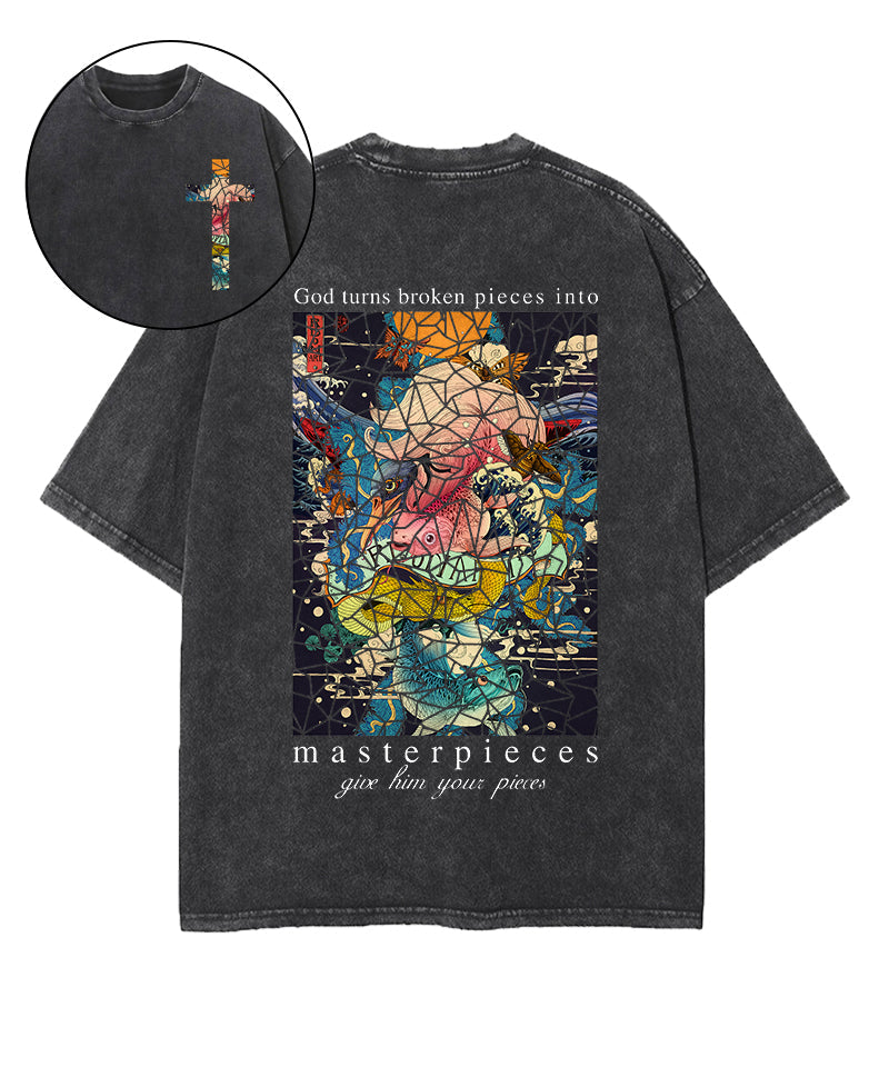 Ukiyo-e God Turns Double Sided Washed Christian T-shirt Hoodie, Sweatshirt | CiraTrend.com (Image 1)